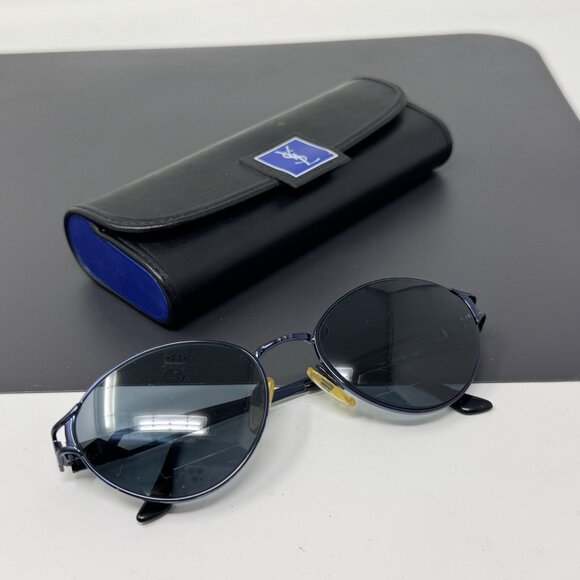 Vintage Yves Saint Laurent Eyeglasses Frame 4135 Y 388 Metallic Blue 53 [] 18 13 - Picture 13 of 14
